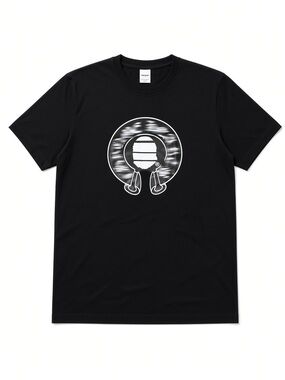 Halo Black Tee with White Earbud Graphic